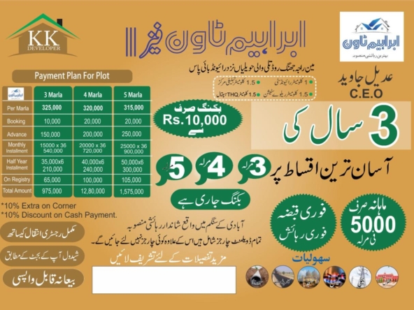 KK Developer's ابراھيم ٹاؤن فیز 2 is a great opportunity for those looking to invest in real estate.