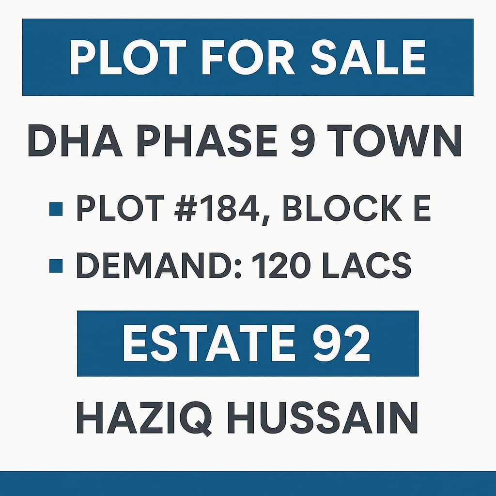 Plot for Sale in DHA Phase 9 Town – Block E