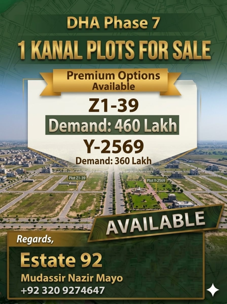 1 kanal plot for sale at DHA Phase 7
